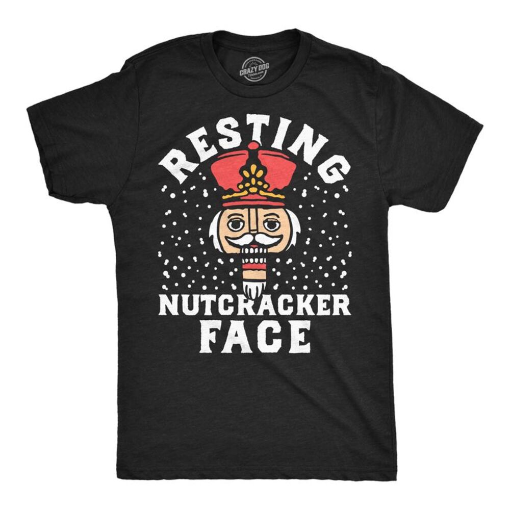 Mens Funny T Shirts Resting Nutcracker Face Christmas Tee For Men